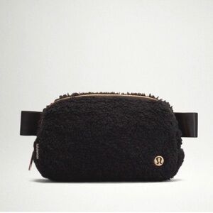 lululemon Black Sherpa Belt Bag with Gold Accents